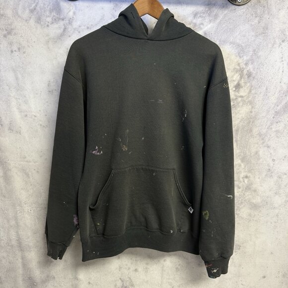 Vintage 90s Russell Athletic Hoodie Sweatshirt Mens Medium 21x26.5 Black - Picture 1 of 12